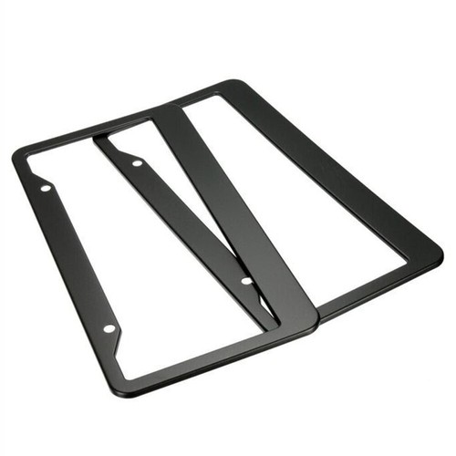2Pcs Black Stainless Steel Metal License Plate Frame Tag Cover Screw Caps - Bild 5 von 7