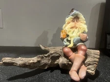 Wax Wizard/Old  Man Candle On Driftwood Fantasy Unused Figurine Vintage