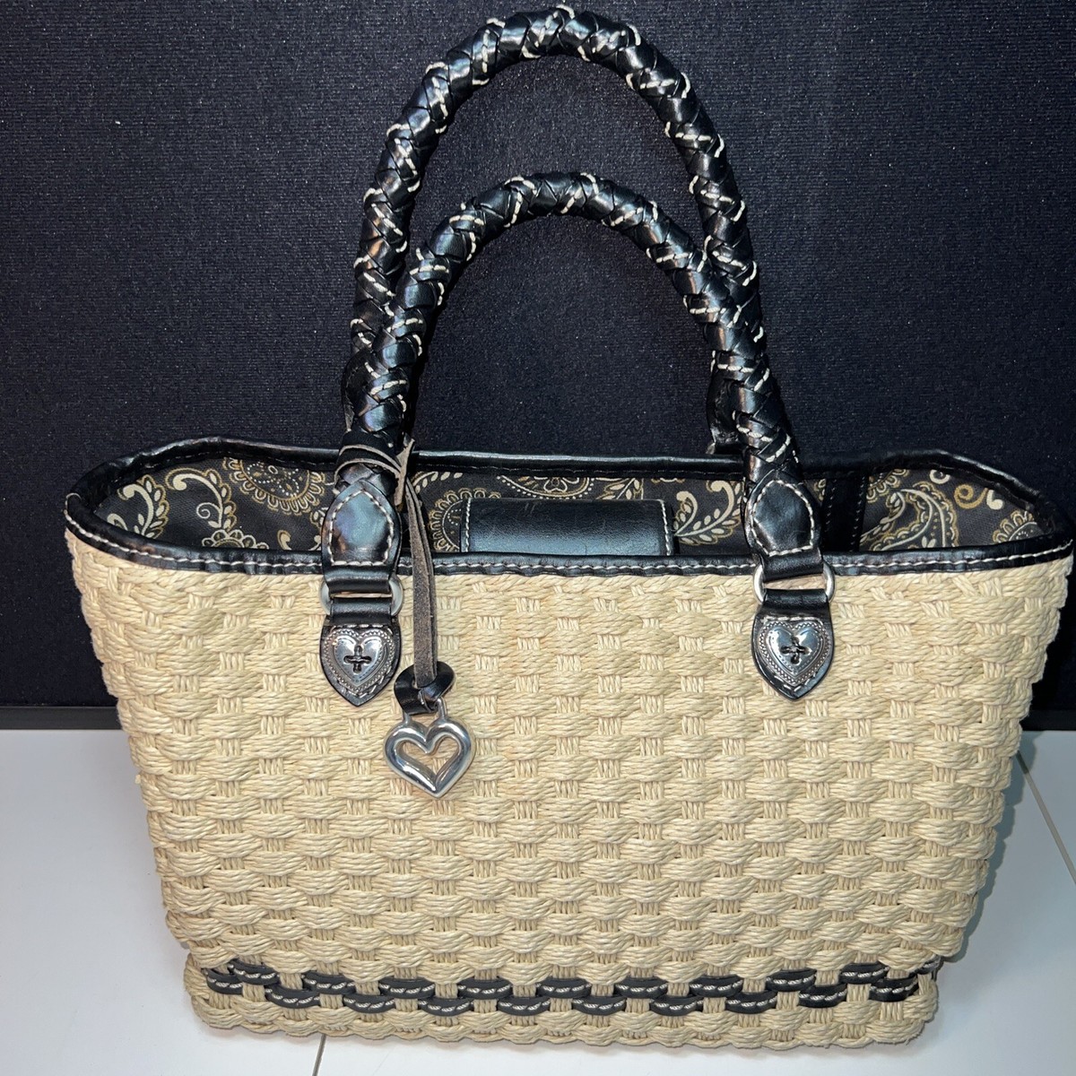 BRIGHTON Vintage Peggy Woven Jute Straw Braided Leather Tote - Main Image