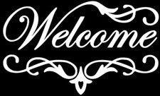 Welcome Front Door Entryway Sign Decal Sticker Home / Wall Lettering 5" x 8.5"