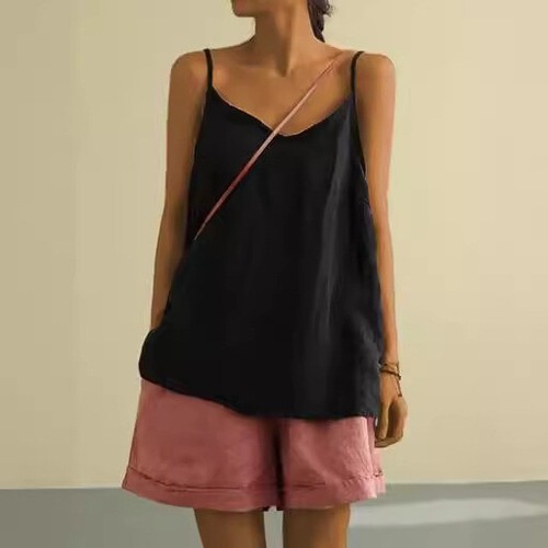 Women Summer Cotton Linen Sleeveless Vest T-Shirt Casual Tank Tops Tees Tunic - Picture 15 of 16