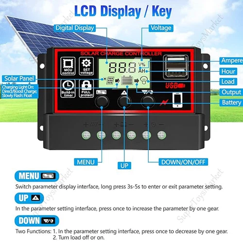 30-100A PWM Solar Charge Controller LCD 12V/24V Dual USB Battery Panel Regulator - Picture 4 of 15