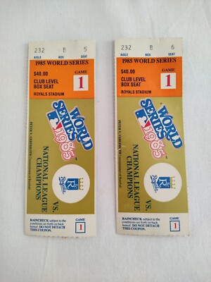 Lot Of 2 1985 World Series Game 1 Ticket Stubs - KC Royals Vs St Louis ...