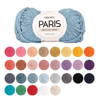 DROPS Paris Aran Yarn Wool 100% Cotton Knitting Crochet Ball 50g 75m 30+ Colours