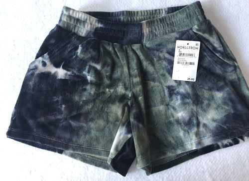 Freshman 1996 Kids Velour Velvet Tie Dye Shorts Sea Moss Sizes M (8/10), XL (16) - Picture 2 of 5