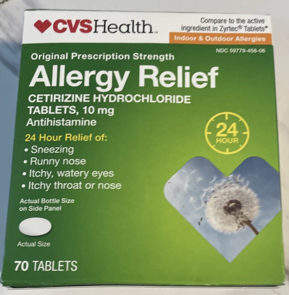CVS Allergy Relief Cetirizine 10mg 70 Tablets Total exp 0323 eBay