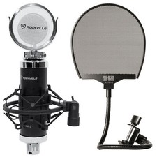 Rockville RCM03 Studio Recording Microphone Shock Mount Warm Audio Pop Filter