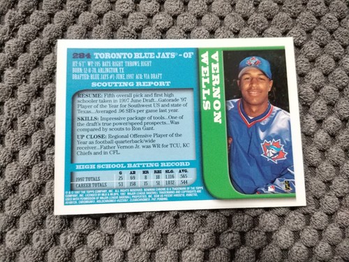 vernon wells 1997 bowman chrome rookie blue jays #284 - Picture 2 of 2