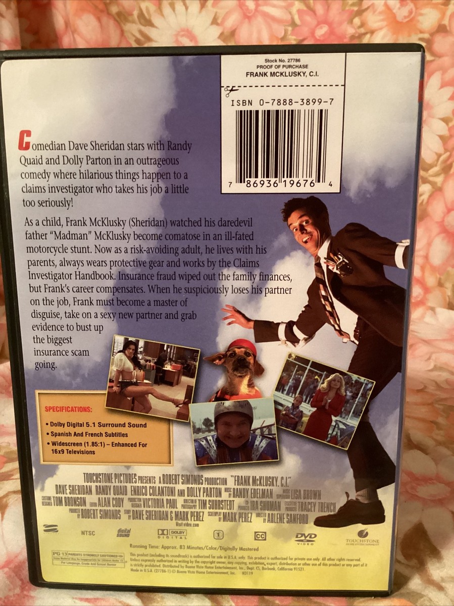 Frank McKlusky, C.I. (DVD, 2002) Randy Quaid Dolly Parton Like New