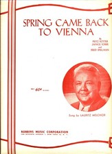 LAURITZ MELCHIOR SPRING CAME BACK TO VIENNA SHEET MUSIC PIANO/VOCAL/GUITAR 1948