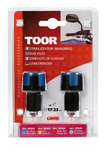 COPPIA STABILIZZATORI UNIVERSALI CONTRAPESI PER MOTO MOTORE BLU MANUBRI STABILE - Immagine 2 di 3