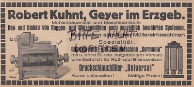GEYER, Werbung 1927, Robert Kuhnt Mühlenbauanstalt Maschinen-Fabrik
