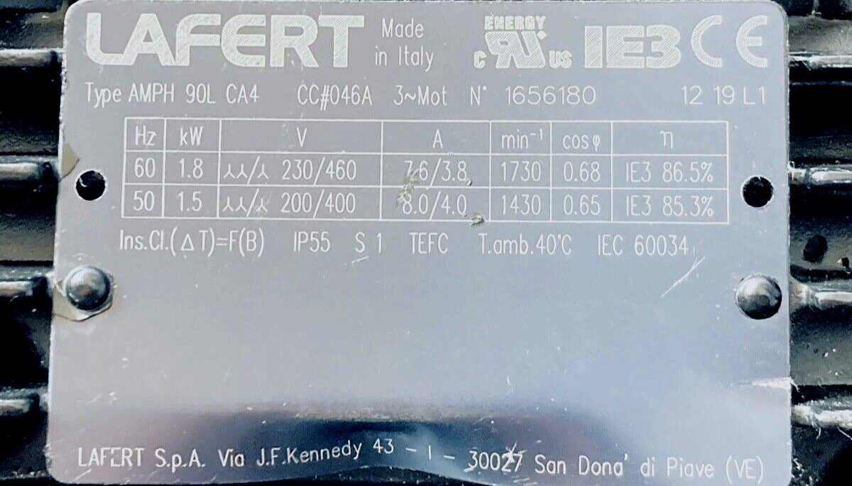 UNUSED LAFERT AMPH90LCA4 AC BRAKE MOTOR 90L-FR 2HP 121/128