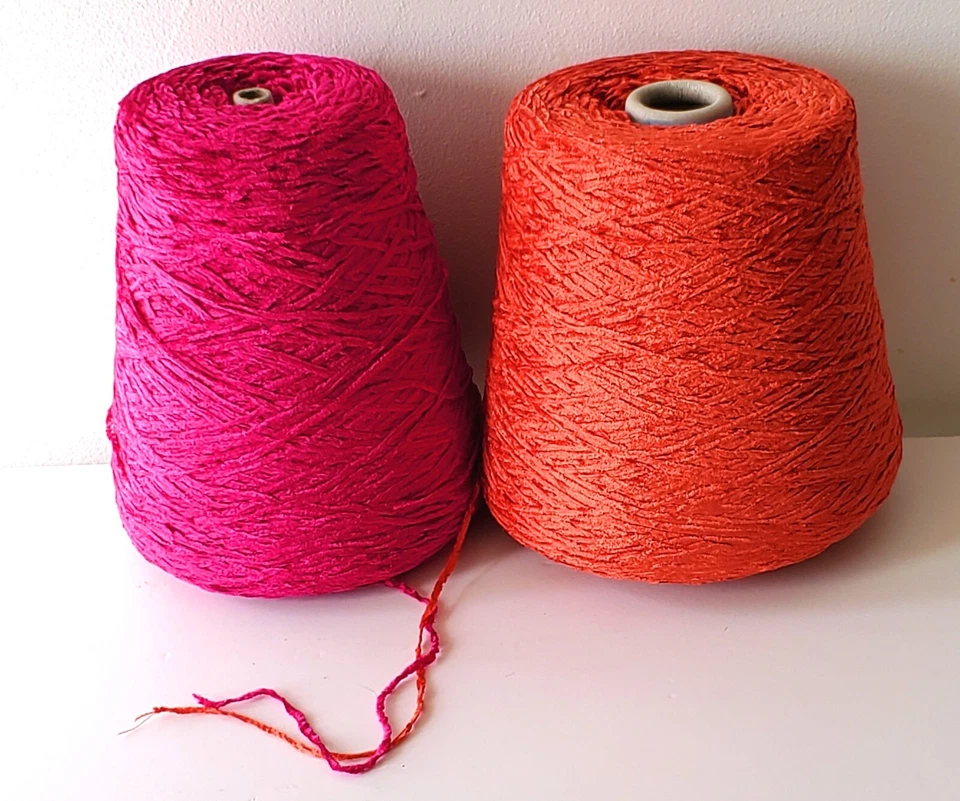 CHENILLE YARN 100% RAYON PAPRIKA WARM RED CROCHET WEAVING 1000 YPP 2+LB CONE! - Image 3 of 4