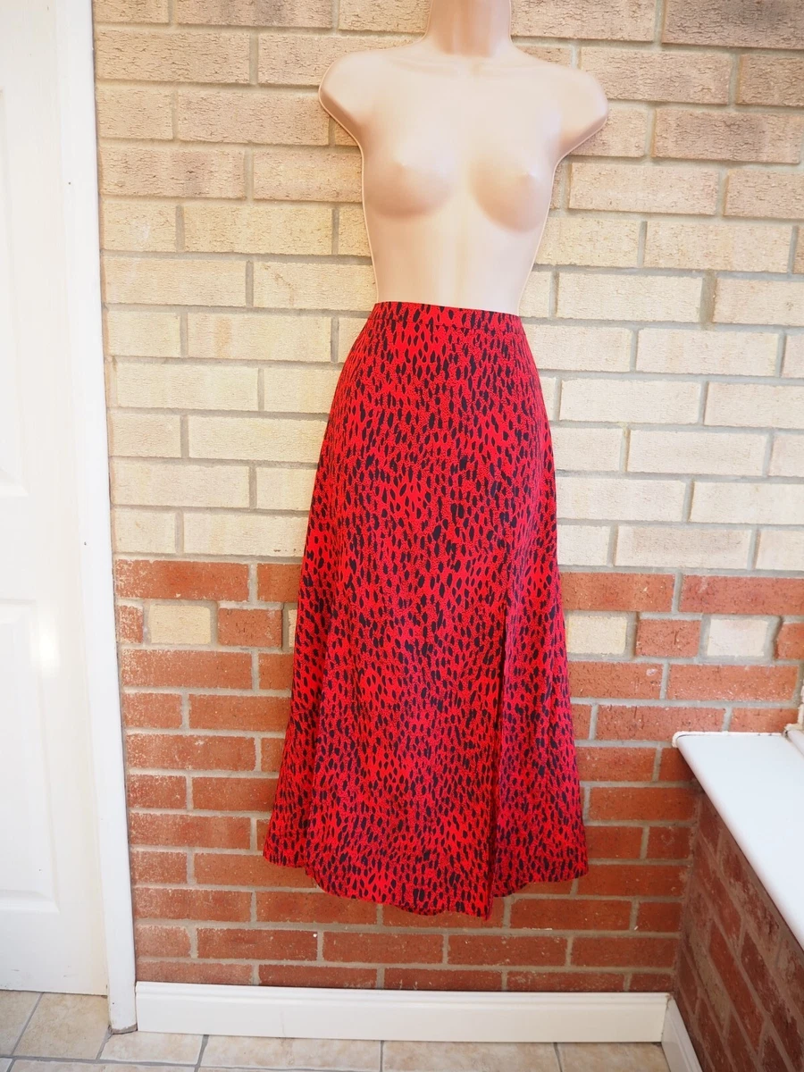 Topshop red animal clearance print midi skirt
