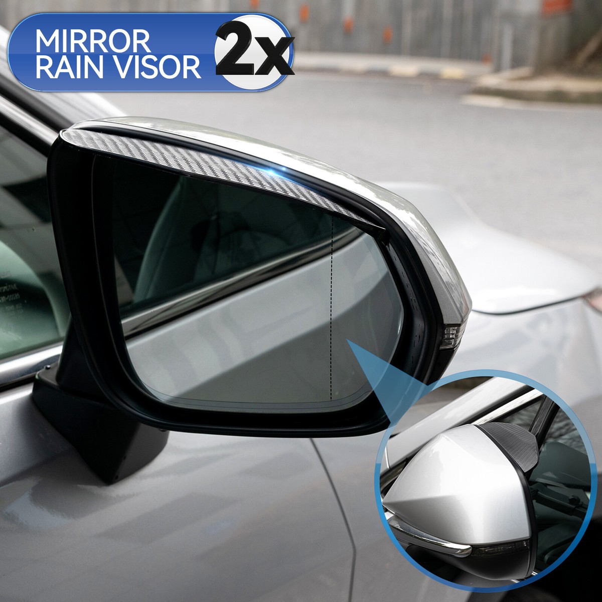 2x Carbon Fiber Black Rear View Mirror Rain Visor Guard For Car Auto 2x Carbon Fiber Black Rear View Mirror Rain Visor Guard For Car Auto