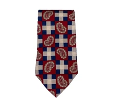 T.K.S. For Nordstrom Neck Tie Silk Red White Blue Paisley Plaid Mens