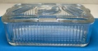 Vintage Federal Glass Ribbed Clear Refrigerator Box Embossed Vegetables on Lid