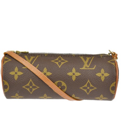 LOUIS VUITTON Papillon Pouch Mini Hand bag Monogram Leather Brown Gold  62MQ745 | eBay