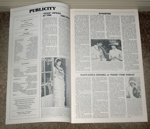 TESS original 1981 movie pressbook NASTASSIA KINSKI/ROMAN POLANSKI - Picture 3 of 3