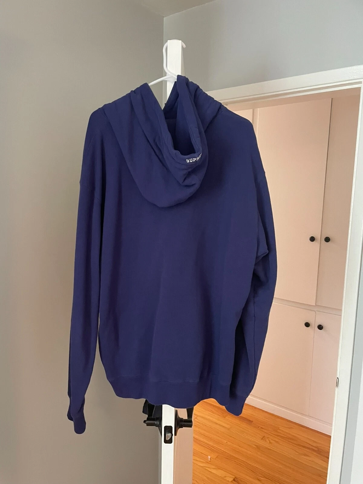 Felpa con cappuccio Supreme Franklin usata FW20 blu navy lavata taglia XL