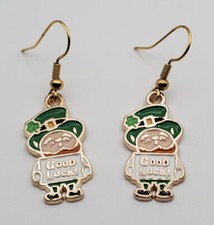 St Patricks Leprechaun fishhook earrings