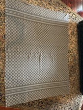 Beautiful vintage dark gray light gray striped checked European wool blanket