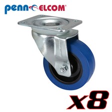8 Pack Penn Elcom W9000Z 4" Swivel Caster w/Blue Wheel 330 lb. Heavy duty gauge