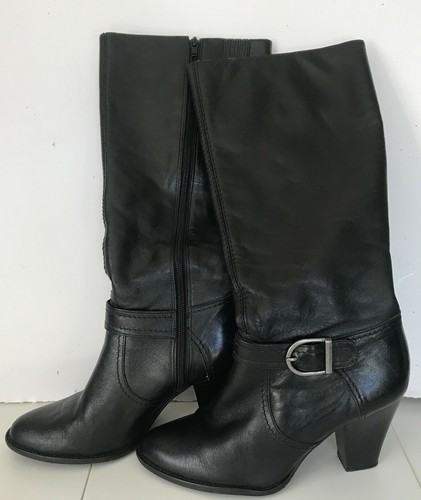 Alex Marie Mujer Botas Altas Cuero Negro Cremallera Hebilla tamaño 8 1/2 |  eBay