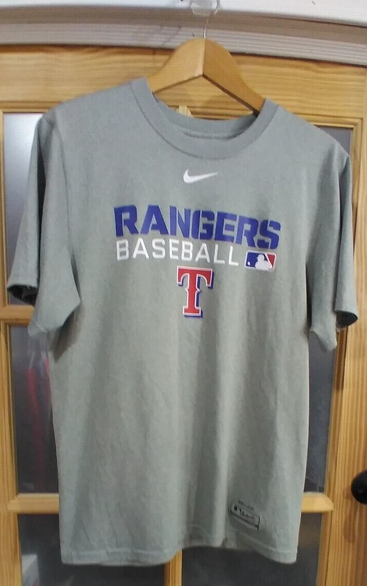 Texas Rangers Nike Dri-fit T-shirt MLB Baseball Grey Sz Small Authentic  Perfect