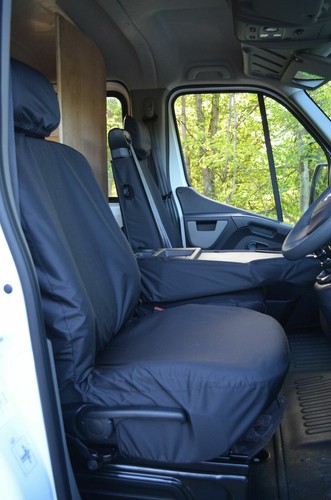 Vauxhall Movano 2010-22 Waterproof Black Front Fold Non-Split Bench Seat Covers - Imagen 2 de 4
