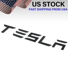 Tesla MATTE BLACK "TESLA" Letters Emblem Logo Badge for Rear Trunk (BRAND NEW)