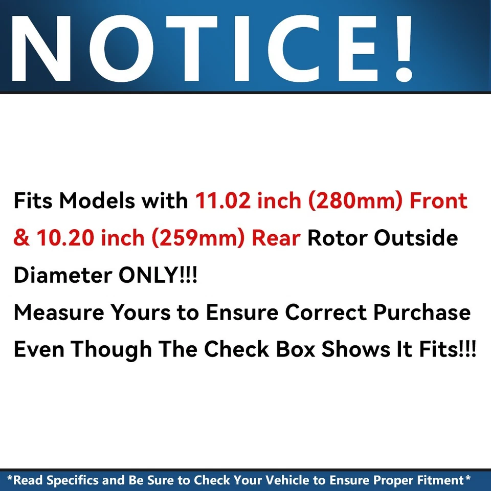 8pc 11.02" Front 10.20" Rear Brake Rotors Ceramic Pads for 2007-2013 Mini Cooper - Image 2 of 4