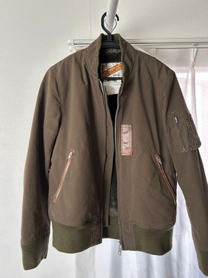 Schott VEJOVIS collaboration MA-1 Boa Jacket Blouson Men Size 2 Khaki Genuine