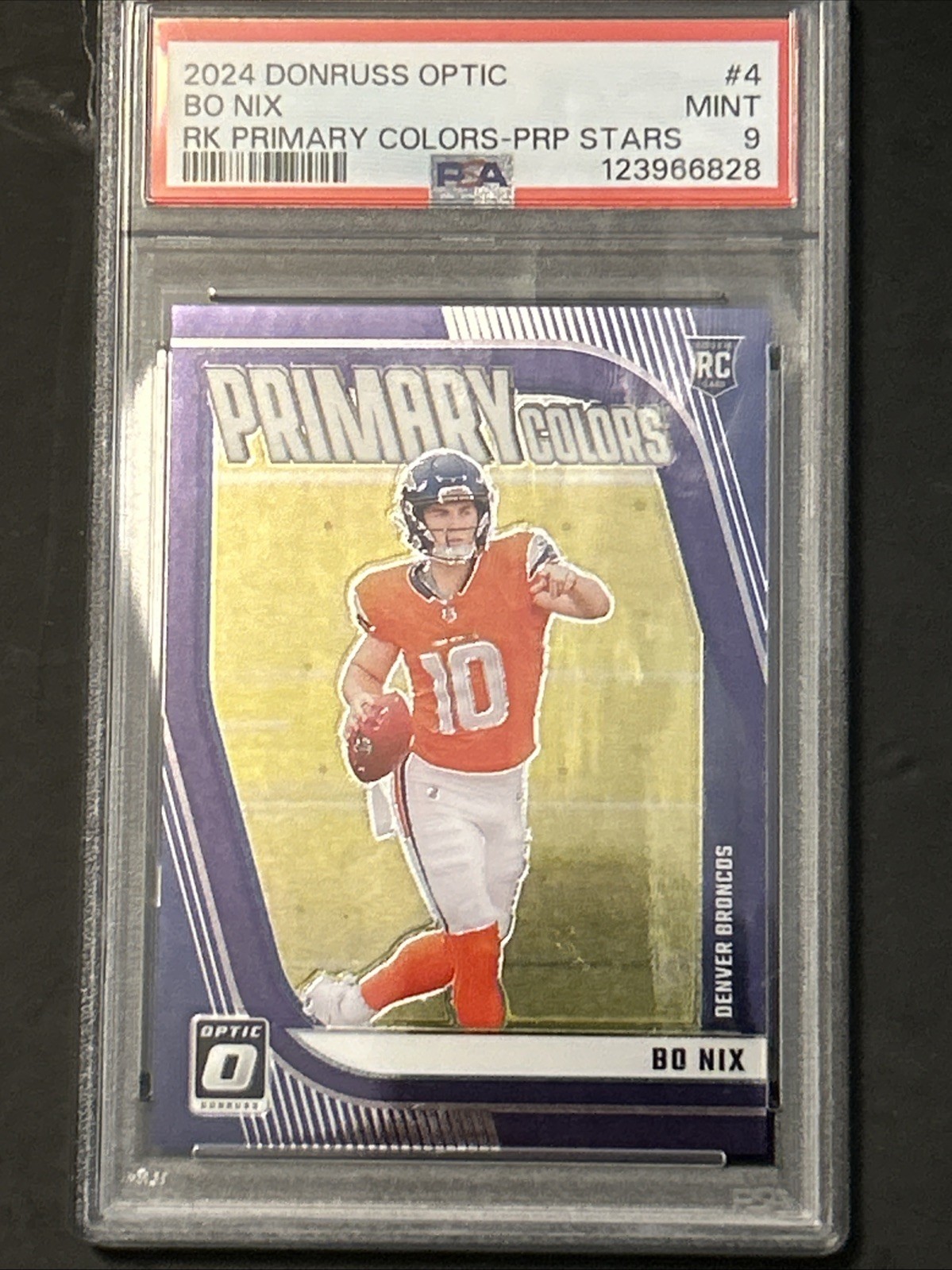 2024 Panini Donruss Optic - Rookie Primary Colors Bo Nix #4 Purple Stars /25 RC