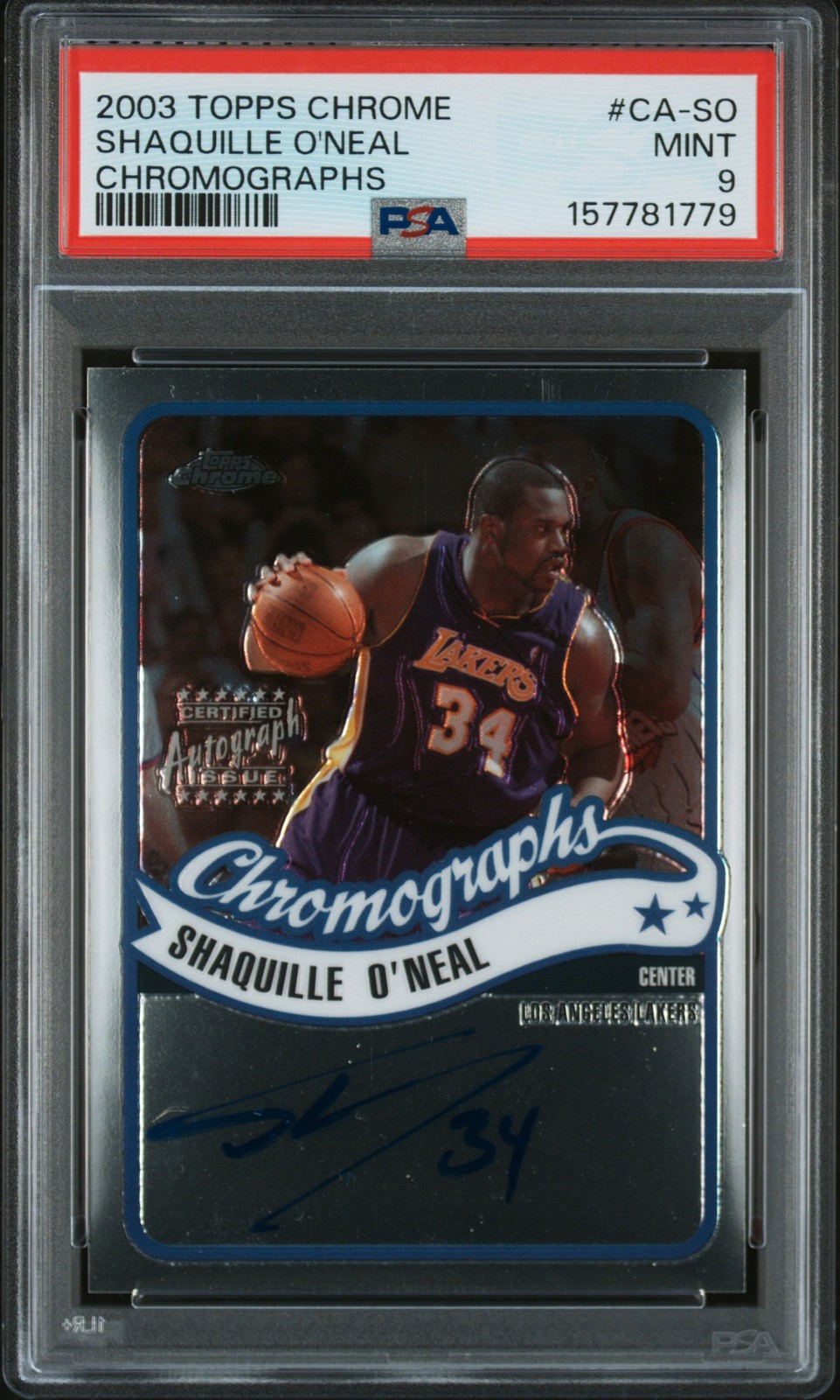 2003 TOPPS CHROME CHROMOGRAPHS #CA-SO SHAQUILLE O'NEAL PSA 9
