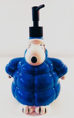 Snoopy Peanuts / Seifenspender Soap dispenser groß Keramik Blau / NEU USA