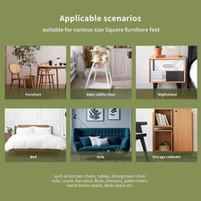 Leg Tips Chair Leg Floor Protectors Non-Slip PVC Rubber Square Furniture Foot...