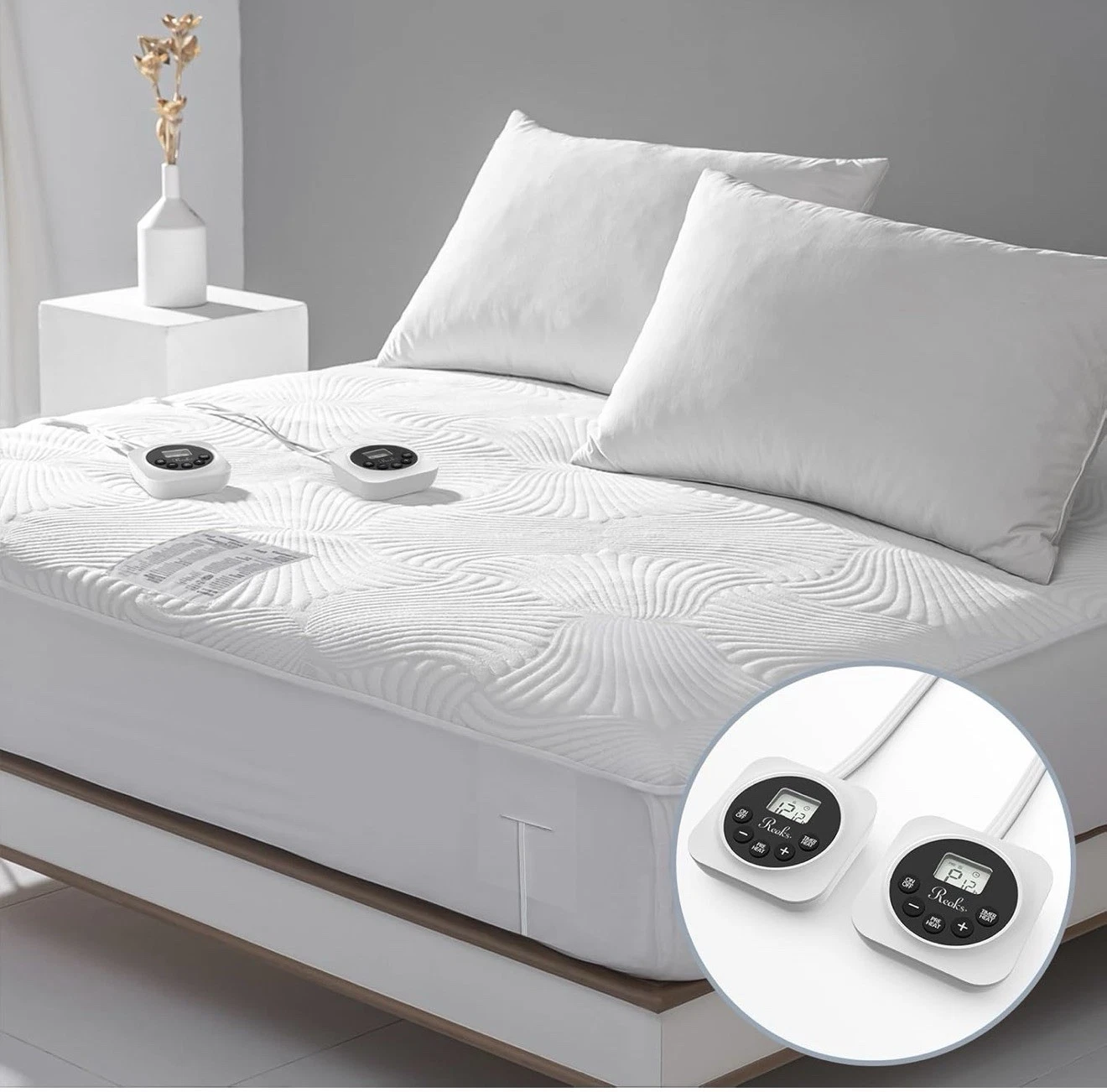 King Size Electric Heated Mattress Pad,12 Heat Settings Dual Contr-Bed Warmer