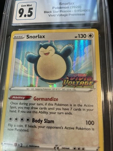 Pokemon Snorlax TCG CGC 9.5 Mint Vivid Voltage Prerelease Promo SWSH068