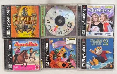 PlayStation 1 - 6 Games Lot - Oddworld Abe's Exodus, Barbie, Stuart Little 2