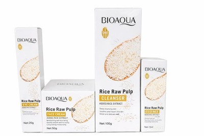 BIOAQUA Reis Skincare Set 4 Produkte Cleanser+Creme+Serum+Augenkontur Hydratan