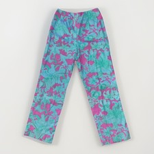 Vintage 60s Lilly Pulitzer Floral Cotton Pants Tiger Lilly Blue Magenta Teal XS