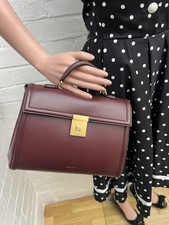 DEMELLIER Leather Handbag Midi Paris Burgundy Tote Bag Cross Body