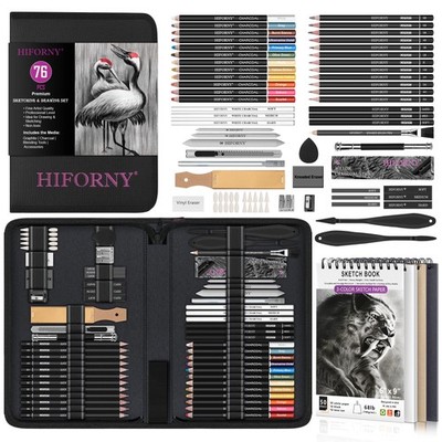 76 PCS Drawing Set Sketching Kit,Sketch Pencils Art Supplies with Graphite,Ch...