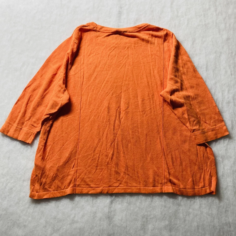 J. Jill Mujer Naranja Terry Francés Manga 3/4 Moderno Cómodo Top De Gran Tamaño Talla 2X Foto 2 de 4