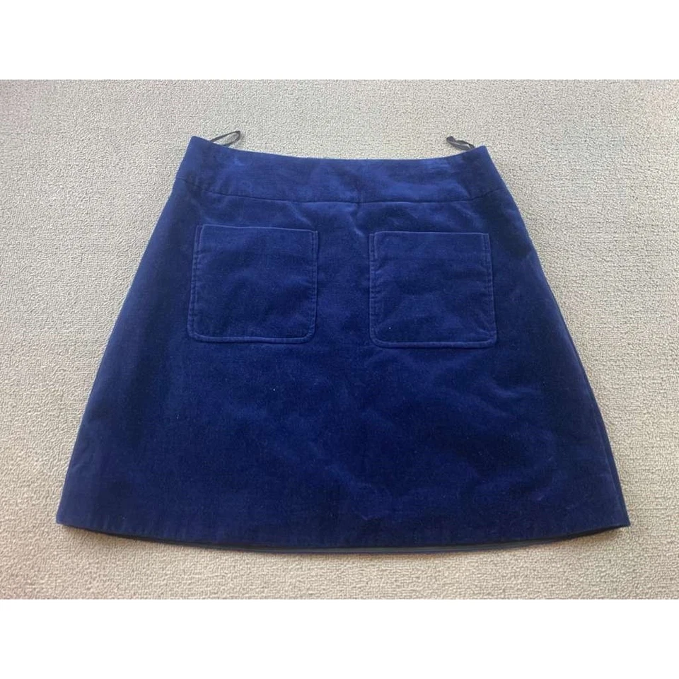 Sonia by Sonia Rykiel Womens Size 44 Blue Velvet A Line Mini Skirt Patch Pockets - Image 2 of 4