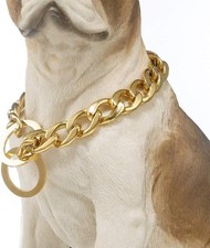Dog Chain Collar High Polished Stainless Steel 18K Gold NK P Chain - 15MM, 16"