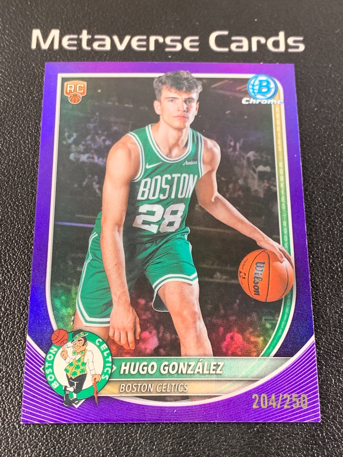 2025-26 Bowman Chrome #BCV-28 Hugo Gonzalez Purple Refractor Rookie RC 204/250