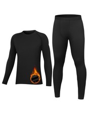 Youth Thermal Base Layer Set Fleece Lined Undershirt Unisex Athletic Shirt Ki...
